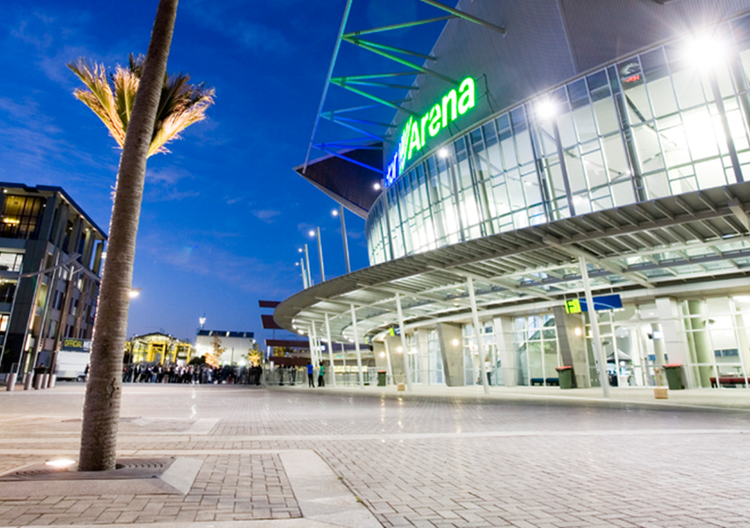 The outside surroundings of this building are well lit, providing safe access routes to and from the building at night.