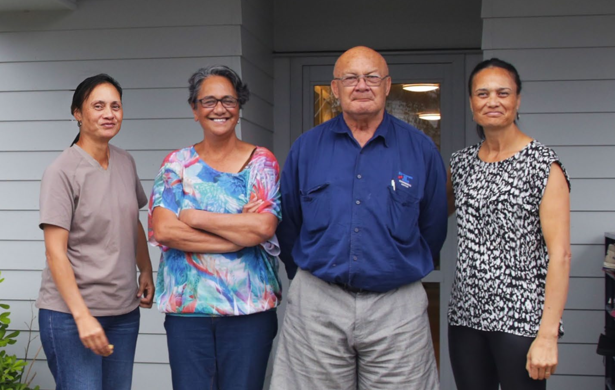 A photo of the Turner whanau. They redeveloped their traditional quarter acre property, creating a multi-generational whare that accommodates four generations of their whanau under one roof.