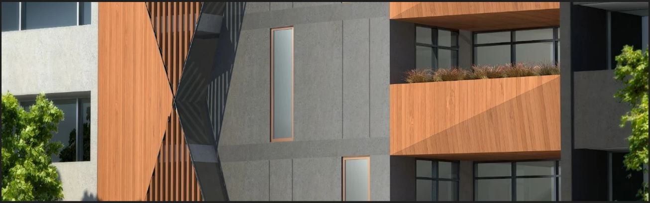  Zoomed in Vinegar Lane apartment with wood balcony panelling.