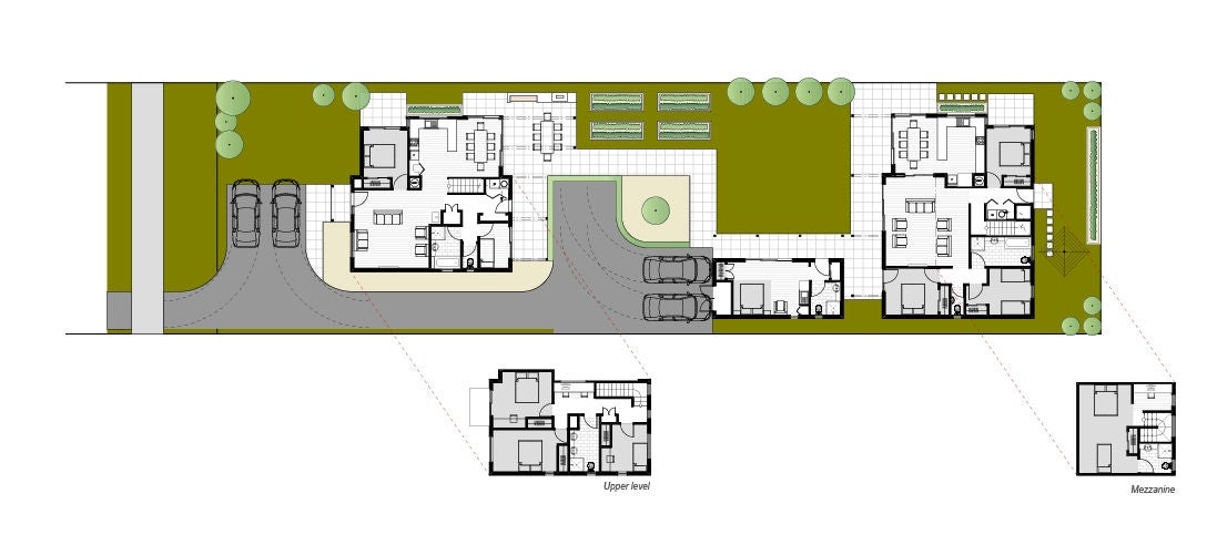 A floor plan of Tuatahi showing adjoining buildings.