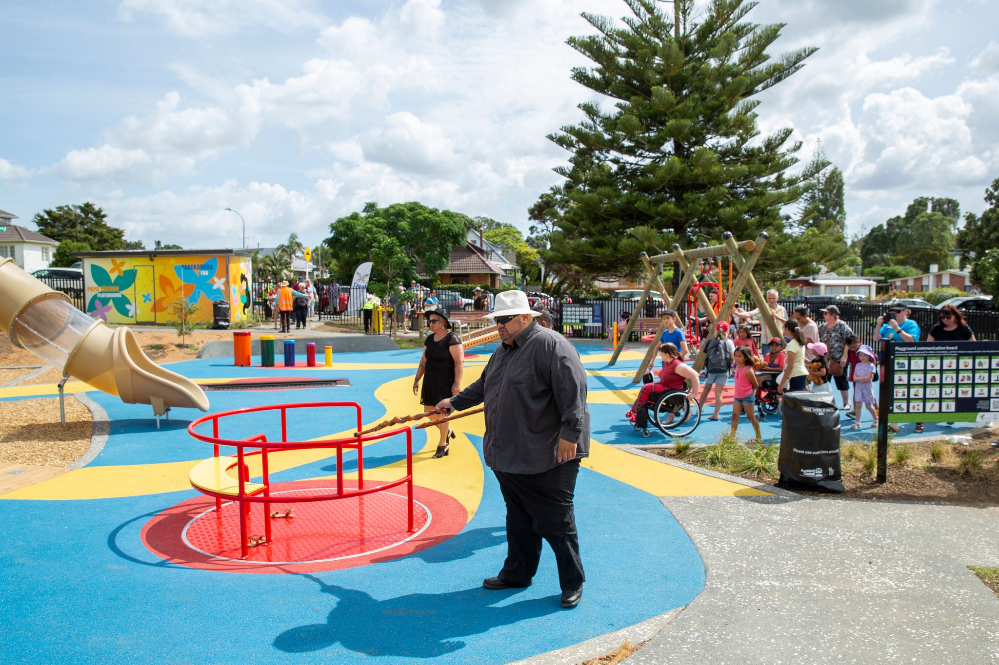 In ground carousels enables people with a wide range of mobility access. Communication boards assist people with decreased ability to communicate verbally. 