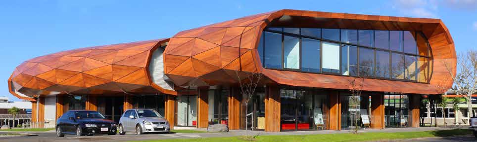 Architecturally beautiful, the exterior is covered in wood panelling at various angles along the frontage, this Music and Arts centre expresses place and Māori culture.