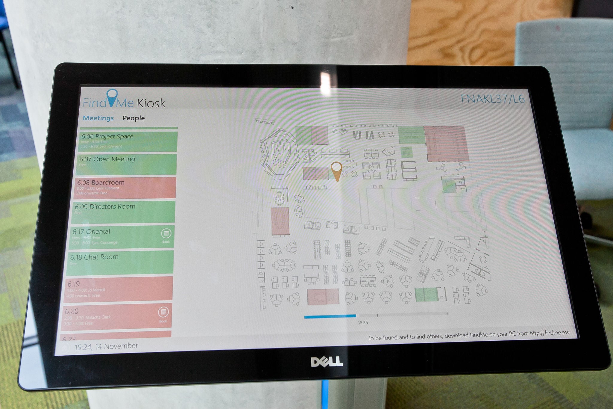 Providing digital maps for different office floors can assist wayfinding both for staff and visitors. Digital they can be updated as required. Strong colour contrast would improve readability. 